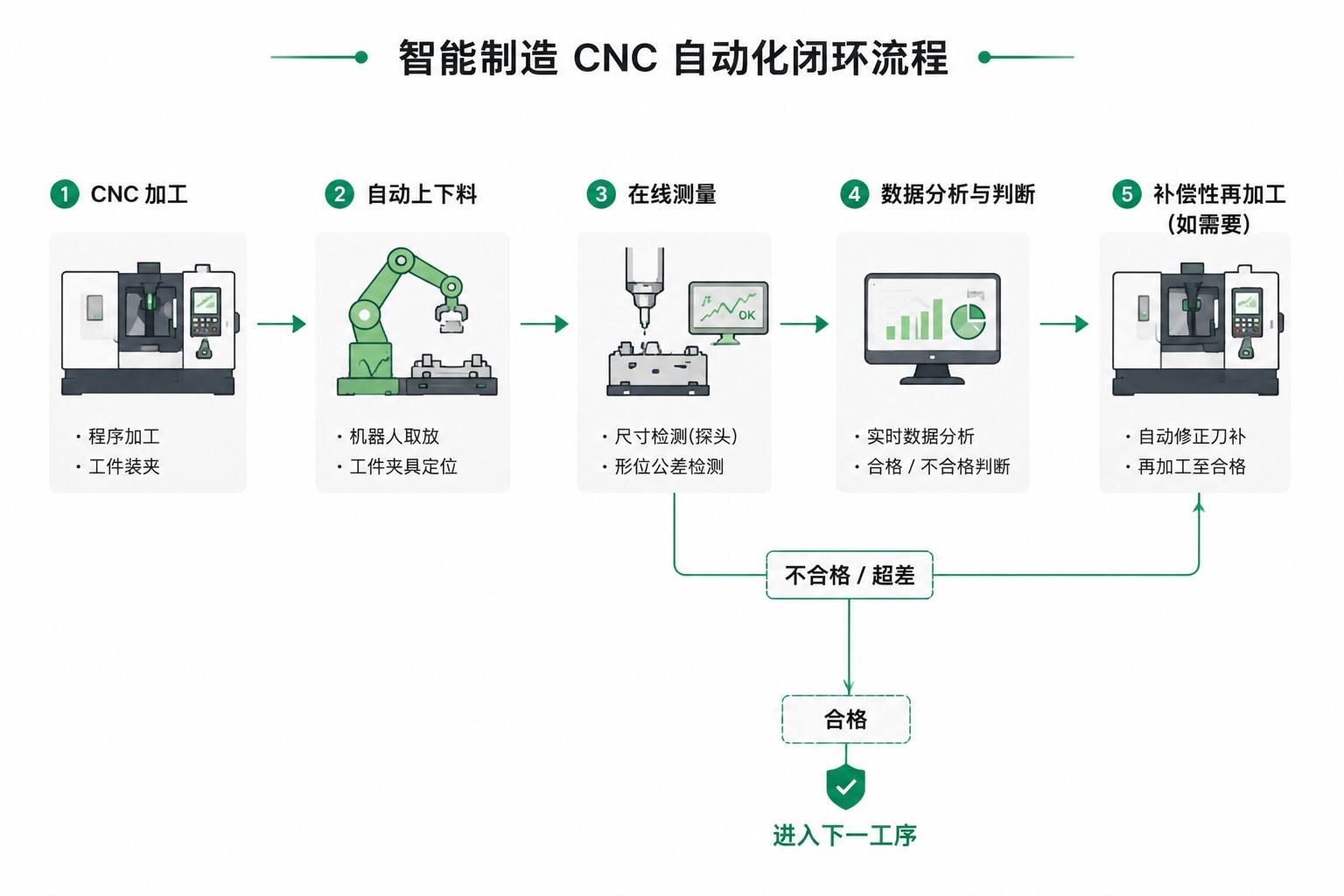 CNC自动化机械手配合在线智能测量